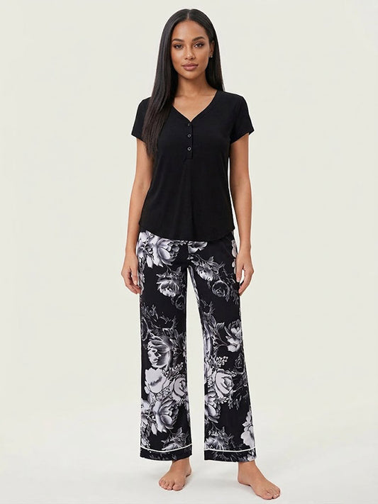 Pyjama Femme Chic 2 Pièces "Noir Délicat" | Pyjama Shop