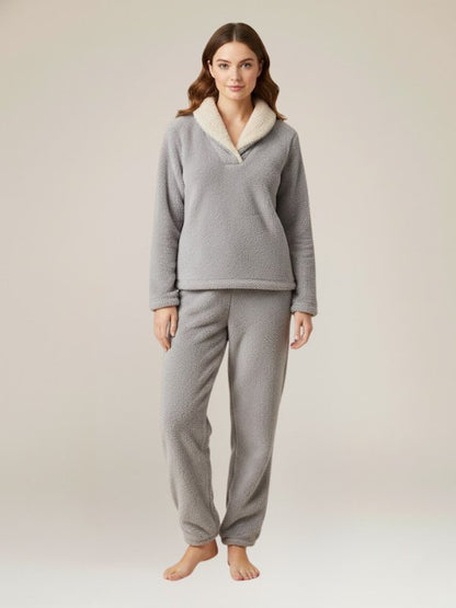 Pyjama Pour Femme en Polaire Grise "Flocon de Douceur" | Pyjama Shop