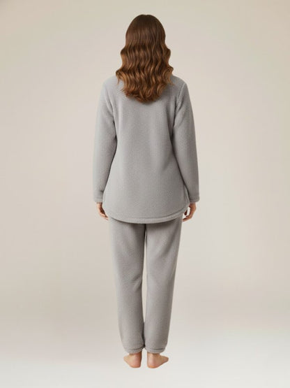 Pyjama Pour Femme en Polaire Grise "Flocon de Douceur" | Pyjama Shop