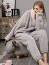 Pyjama Pour Femme en Polaire Grise &quot;Flocon de Douceur&quot; | Pyjama Shop