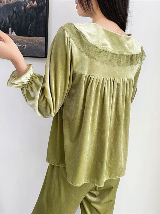 Pyjama Pour Femme En Velours "Frisson de Jade" | Pyjama Shop