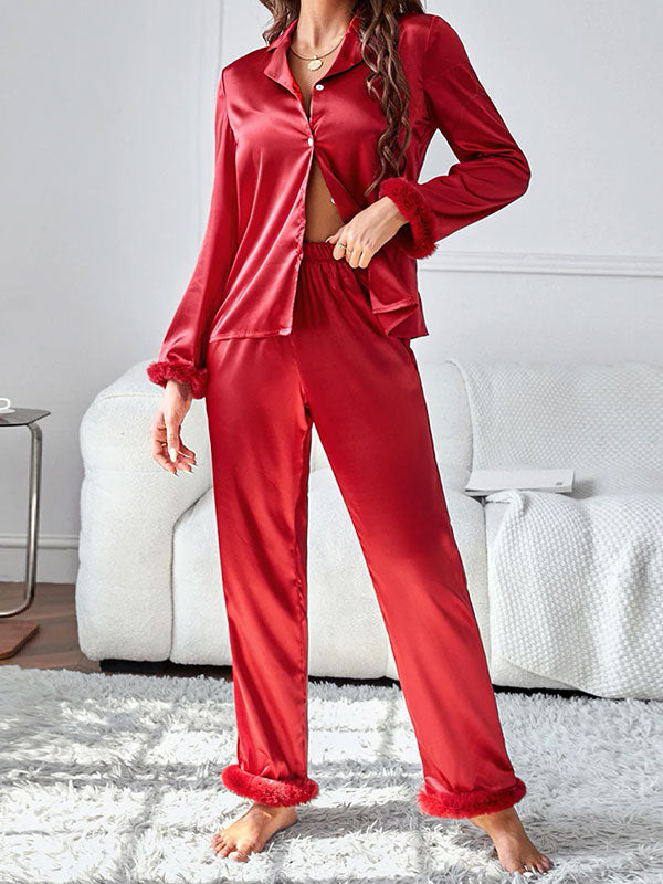 Pyjama Rouge en Satin Pour Femme "Amour Écarlate"