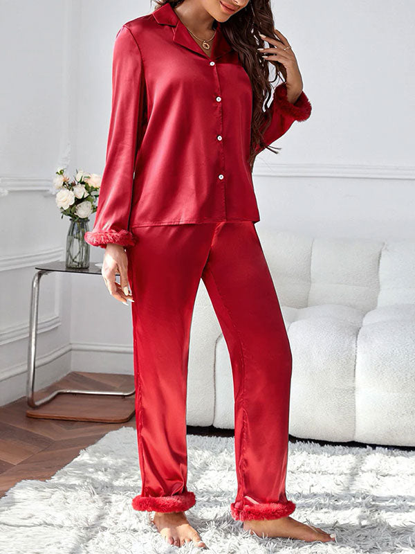 Pyjama Rouge en Satin Pour Femme "Amour Écarlate"