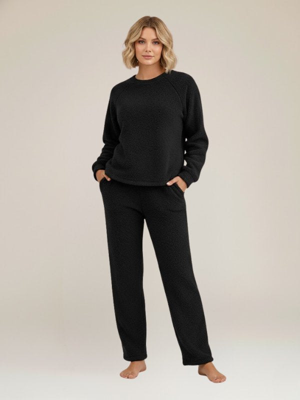 Pyjama Noir Tout Doux Pour Femme "Eden Polaire" | Pyjama Shop