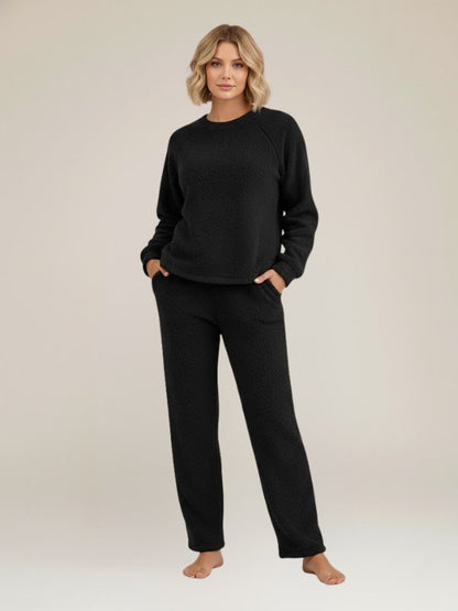 Pyjama Noir Tout Doux Pour Femme "Eden Polaire" | Pyjama Shop