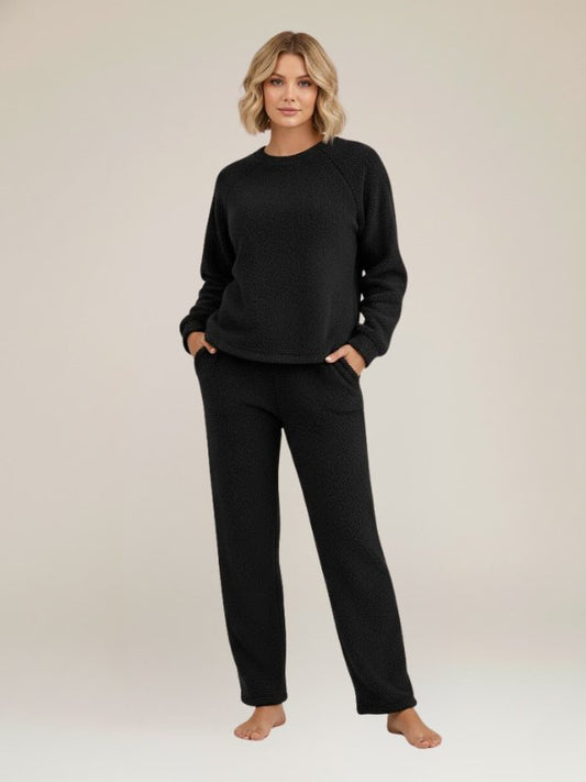 Pyjama Noir Tout Doux Pour Femme "Eden Polaire" | Pyjama Shop