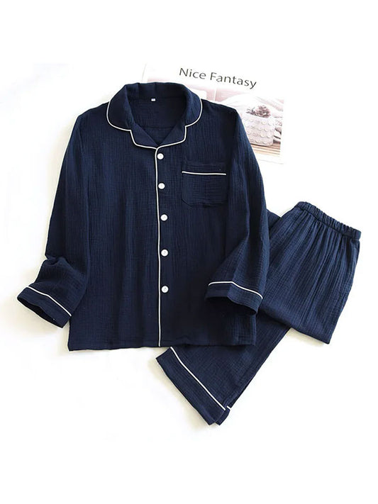 Pyjama Pour Homme En Coton Bleu Marine "Brume Matinale" | Pyjama Shop