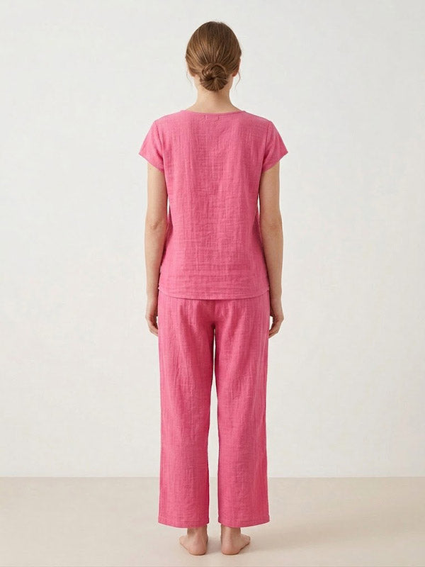 Pyjama En Lin Rose Pour Femme "Secret de Lys" | Pyjama Shop
