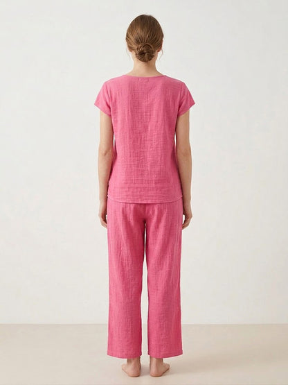 Pyjama En Lin Rose Pour Femme "Secret de Lys" | Pyjama Shop