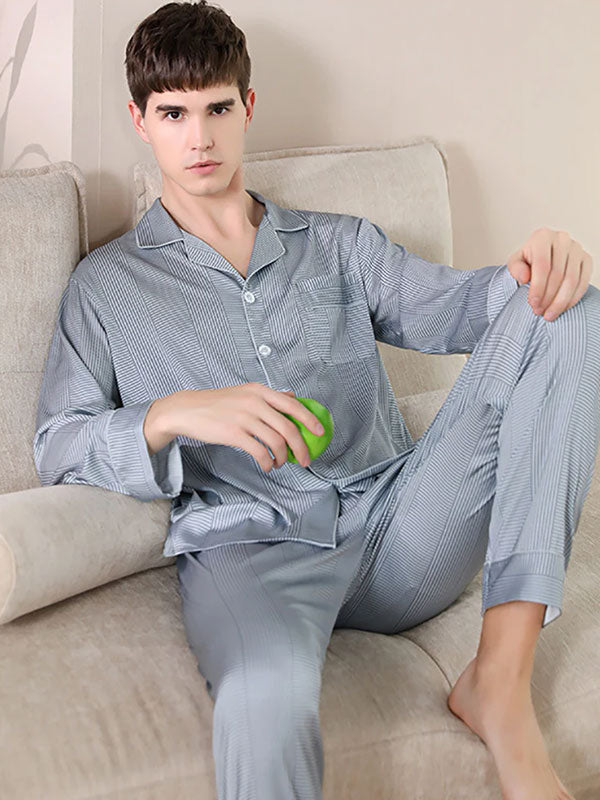 Pyjama Long Pour Homme En Satin "Refuge Matinal" | Pyjama Shop