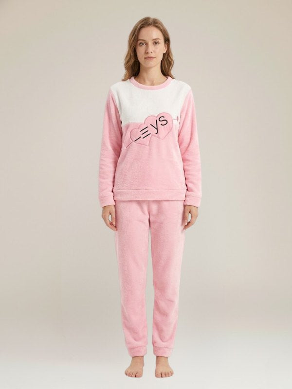 Pyjama D'hiver Polaire Pour Femme Motif Cœur "Câlin Polaire" | Pyjama Shop