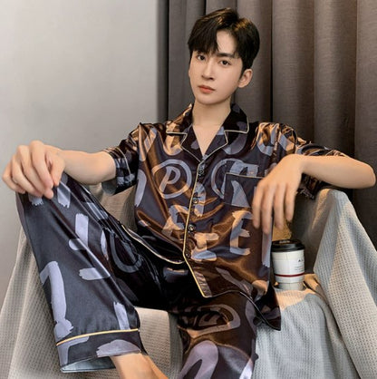 Pyjama Original Pour Homme En Satin "Horizon Nocturne"