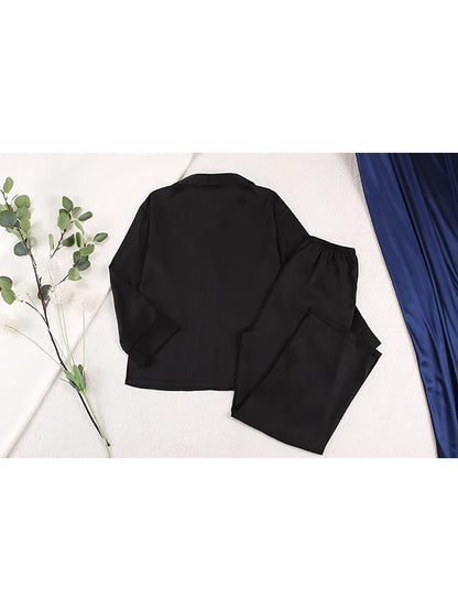 Pyjama Satin Noir Femme | Pyjama Shop