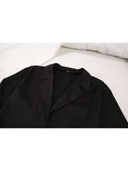 Pyjama Satin Noir Femme | Pyjama Shop