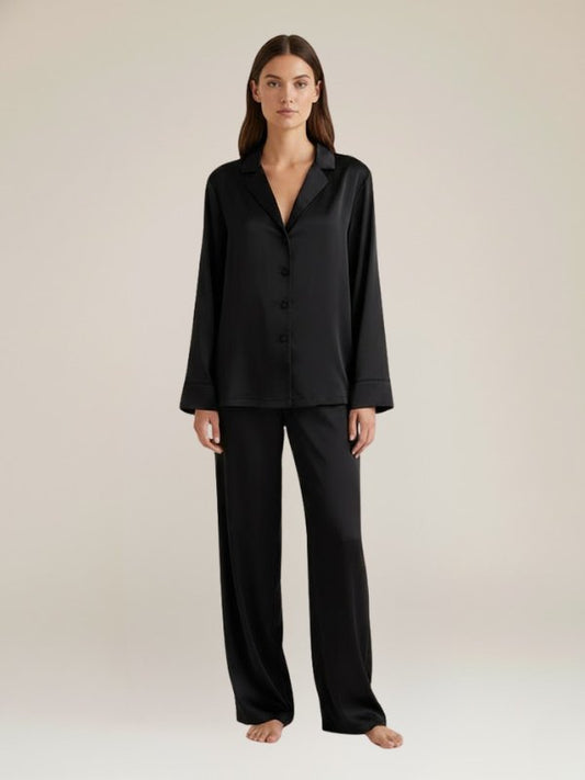 Pyjama Satin Noir Femme | Pyjama Shop