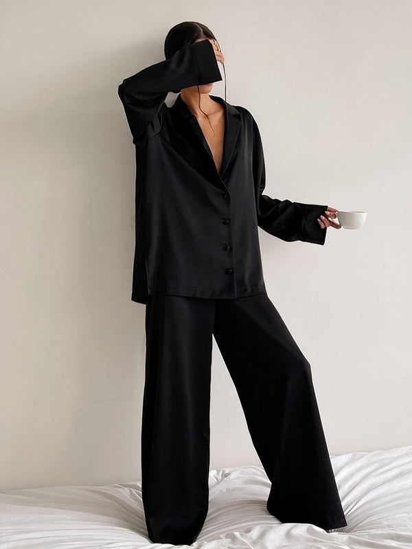 Pyjama Satin Noir Femme | Pyjama Shop