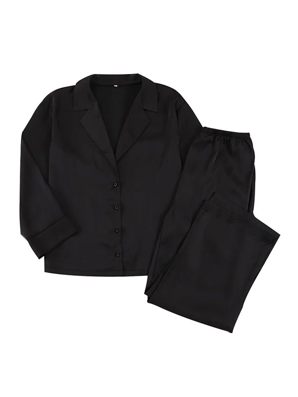 Pyjama Satin Noir Femme | Pyjama Shop
