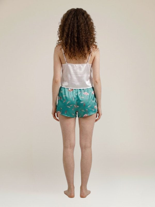 Pyjama Short En Satin  "Flamant Rose" | Pyjama Shop