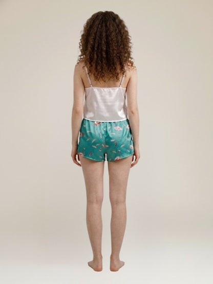 Pyjama Short En Satin  "Flamant Rose" | Pyjama Shop