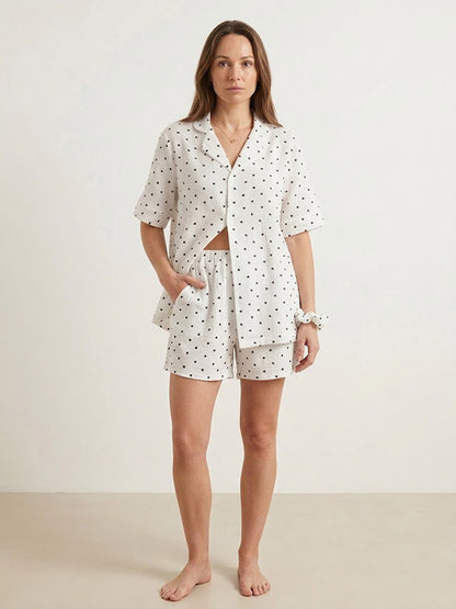 Ensemble Pyjama Short en Coton Pour Femme "Coeur Léger" | Pyjama Shop