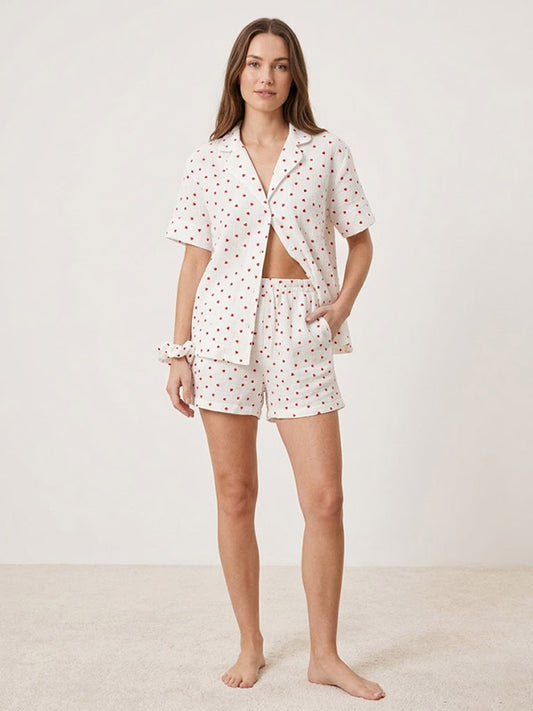 Ensemble Pyjama Short en Coton Pour Femme "Coeur Léger" | Pyjama Shop