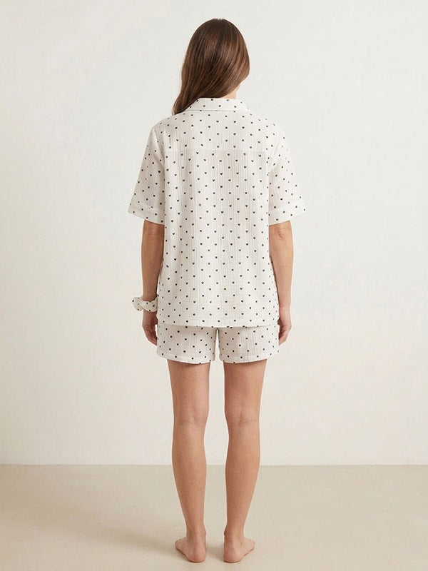 Ensemble Pyjama Short en Coton Pour Femme "Coeur Léger" | Pyjama Shop