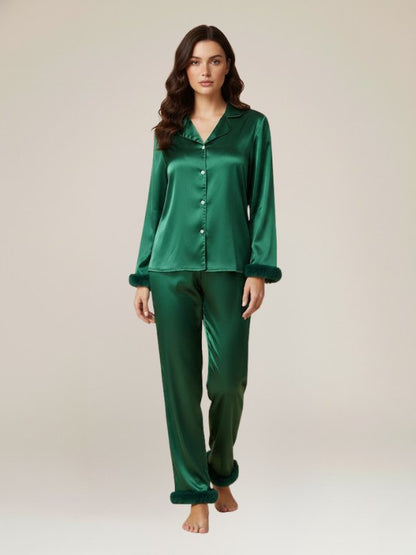 Pyjama Vert Pour Femme En Satin "Rêve Émeraude" | Pyjama Shop