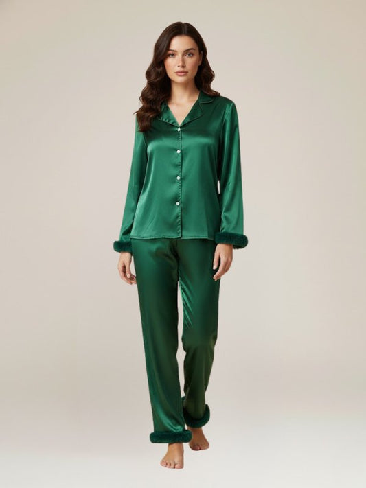 Pyjama Vert Pour Femme En Satin "Rêve Émeraude" | Pyjama Shop