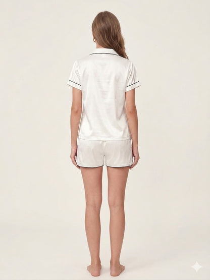 Pyjama Satinés Blanc Pour Femme "Charme de Nacre" | Pyjama Shop