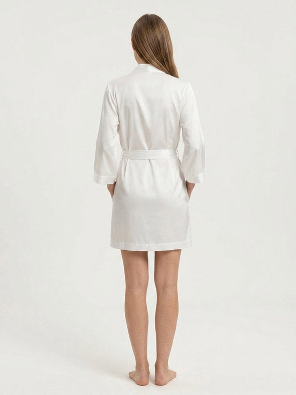 Robe de Chambre Blanche Pour Femme "Douceur de Satin" | Pyjama Shop