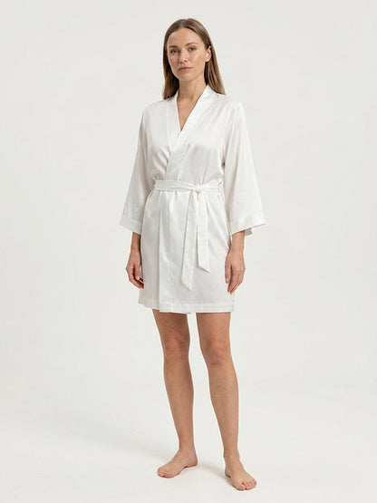 Robe de Chambre Blanche Pour Femme "Douceur de Satin" | Pyjama Shop