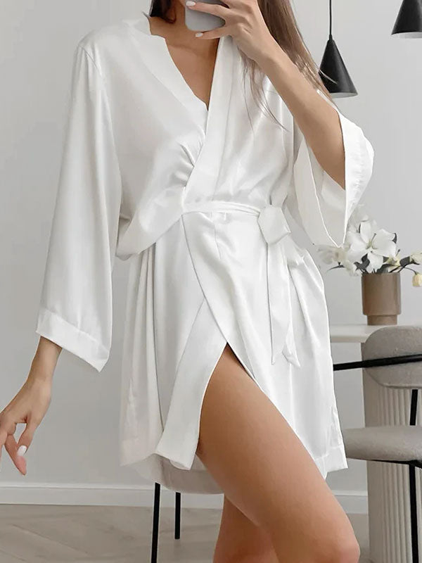 Robe de Chambre Blanche Pour Femme "Douceur de Satin" | Pyjama Shop