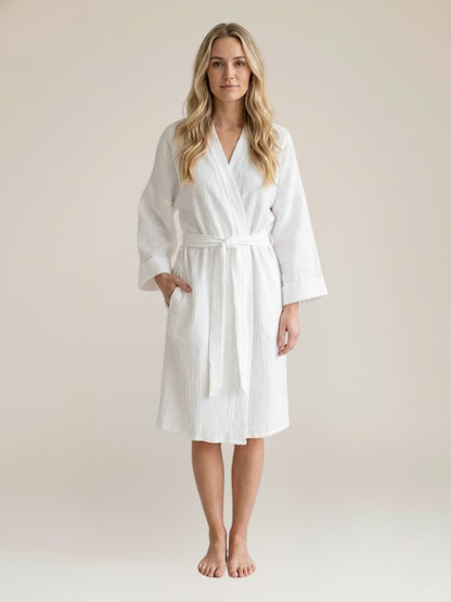 Robe de Chambre En Coton Blanc Pour Femme "Nid Douillet" | Pyjama Shop