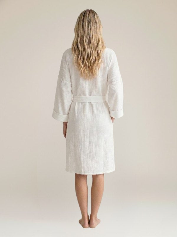 Robe de Chambre En Coton Blanc Pour Femme "Nid Douillet" | Pyjama Shop