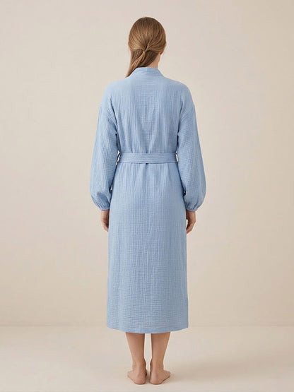 Robe de Chambre Pour Femme en Coton "Chaleur Douce" Bleu Ciel | Pyjama Shop