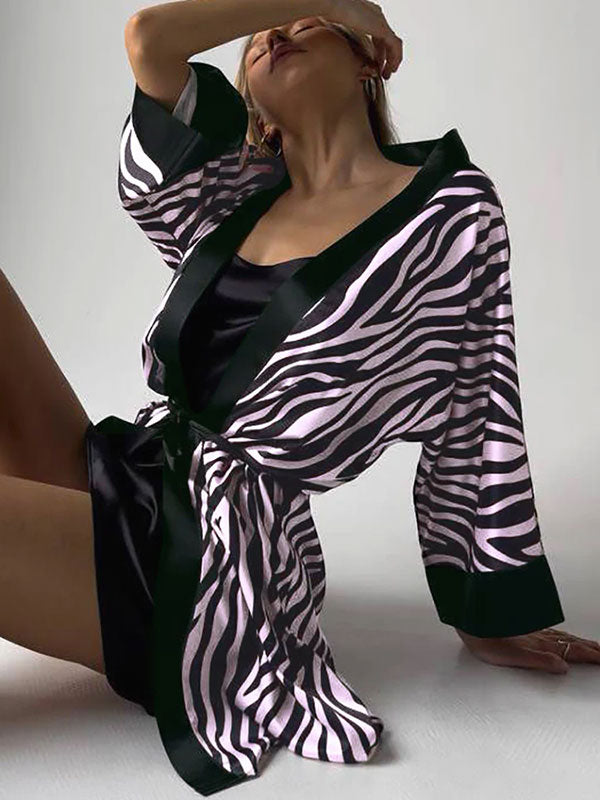 Robe de Chambre pour Femme en Satin "Zèbre" | Pyjama Shop