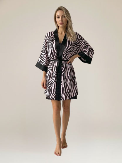 Robe de Chambre pour Femme en Satin "Zèbre" | Pyjama Shop