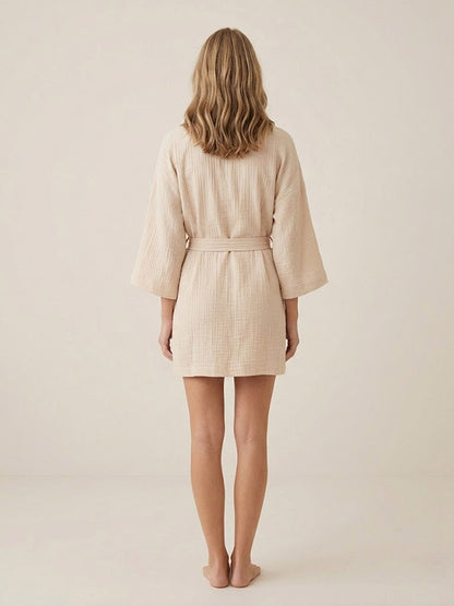 Robe de Chambre Légère en Coton Pour Femme "Éveil Douillet" | Pyjama Shop