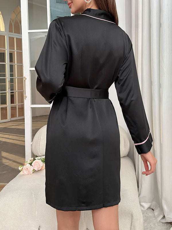 Robe de Chambre Noir Pour Femme "Tendresse Matinale" | Pyjama Shop