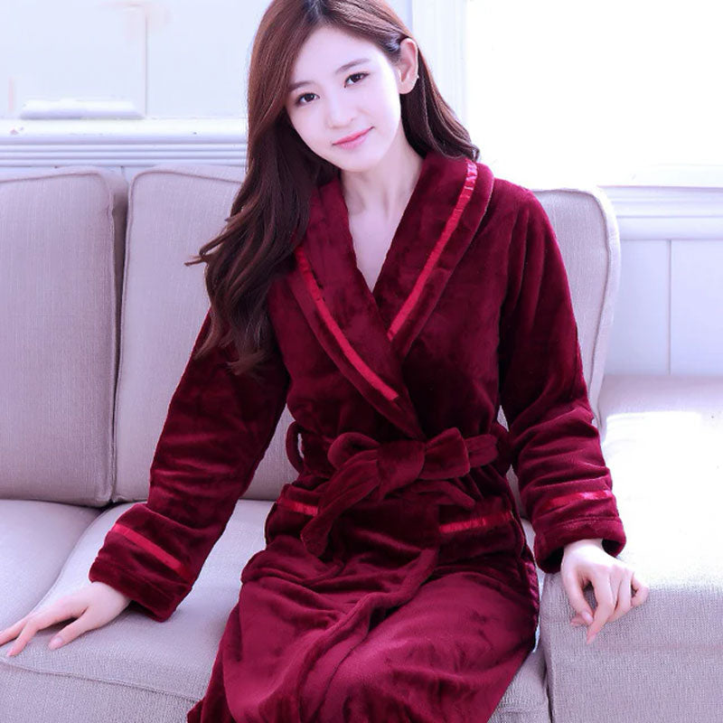 Robe de Chambre Polaire Femme "Rouge" | Pyjama Shop