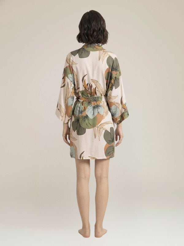 Robe de Chambre en Satin Pour Femme "Paradis Palmier" | Pyjama Shop