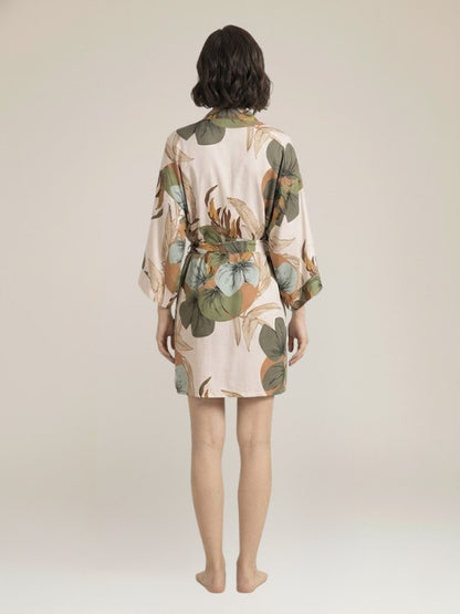 Robe de Chambre en Satin Pour Femme "Paradis Palmier" | Pyjama Shop