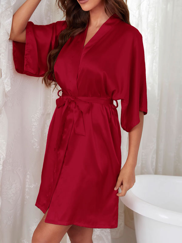 Robe de Chambre Rouge en Satin pour Femme "Symphonie Enveloppante" | Pyjama Shop