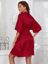 Robe de Chambre Rouge en Satin pour Femme &quot;Symphonie Enveloppante&quot; | Pyjama Shop