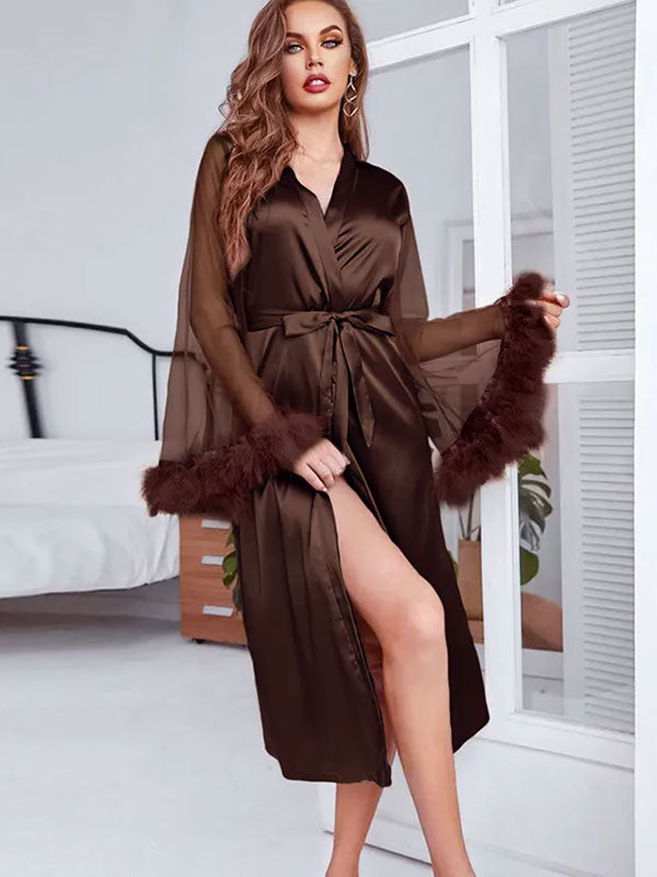 Robe de Chambre en Satin Longue "Brume de Satin" | Pyjama Shop​