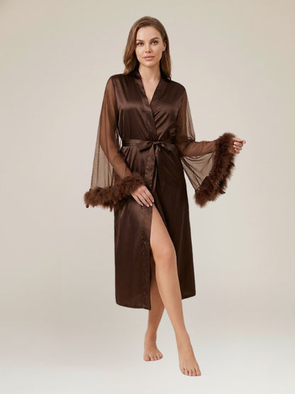 Robe de Chambre en Satin Longue "Brume de Satin" | Pyjama Shop​