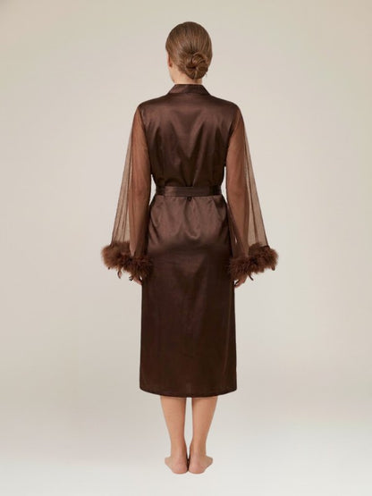 Robe de Chambre en Satin Longue "Brume de Satin" | Pyjama Shop​