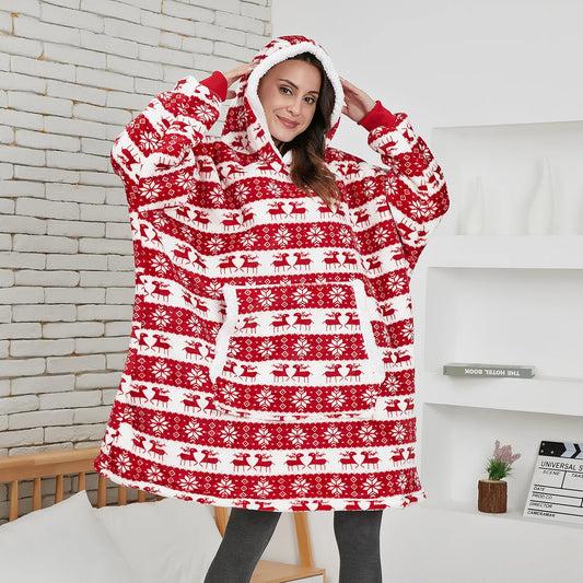 Pull Plaid Noël à Capuche