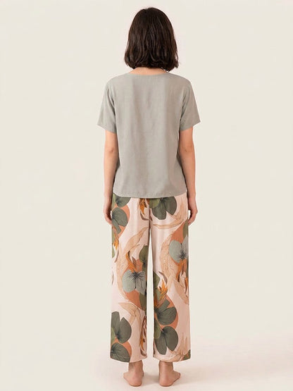 Pyjama T-Shirt Pour Femme 2 Pièces "Jardin De Printemps" | Pyjama Shop