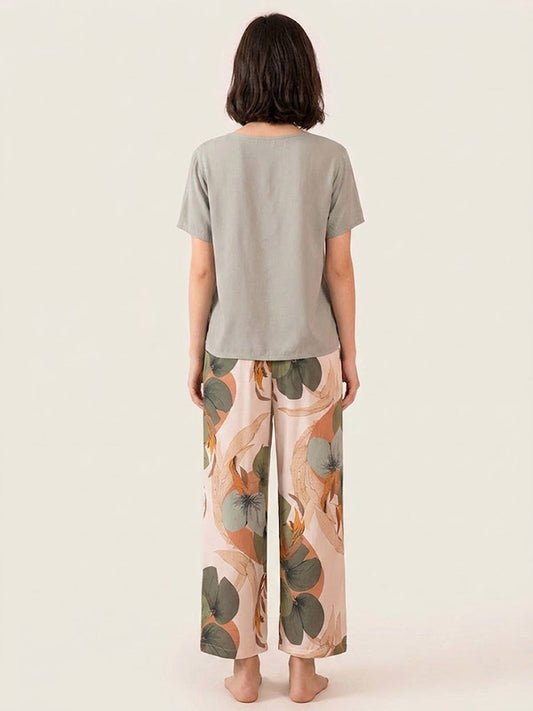 Pyjama T-Shirt Pour Femme 2 Pièces "Jardin De Printemps" | Pyjama Shop
